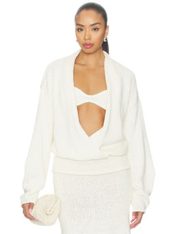 Aya Muse - Kena Women's Wrap Relaxed Knit Top Off White