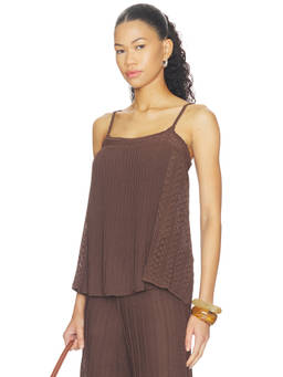 ba&sh - Nika Women's Sheer Rib Knit Camisole Top Brown
