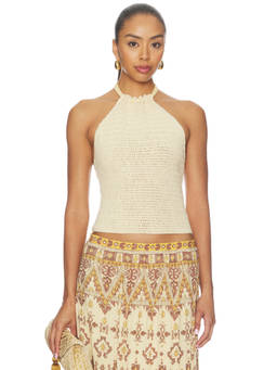 ba&sh - Cedric Women's Crochet Knit Halter Neck Top Off White