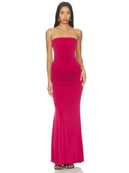 Bananhot - Slinky Jersey Women's Ruched Strapless Maxi Dress Pink