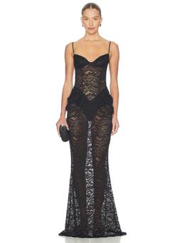 Bananhot - Lace Women's Sleeveless Bodycon Maxi Dress Black