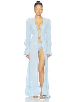 Bananhot - Berta Women's Chiffon Tie-Up Swim Cover-Up Blue