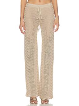 Bananhot - Bia Women's Sheer Crochet Drawstring Palazzo Pants Gold