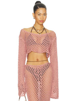 Bananhot - Magen Women's Crochet Knit Crop Top Rose Tan