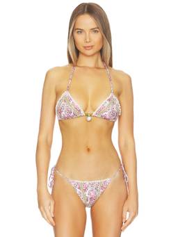 Bananhot - Luna Moon Women's Unpadded Halter Tie-Up Bikini Top Multi-Color