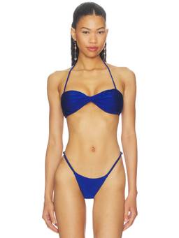 Bananhot - Ciel Women's Unpadded Tie-Up Bandeau Bikini Top Deep Ocean