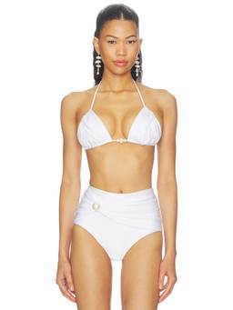 Bananhot - Jasmin Pearl Women's Padded Halter Tie-Up Bikini Top White