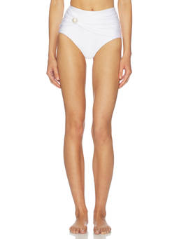 Bananhot - Ari Women's Pearl Detail High Waist Bikini Bottom White