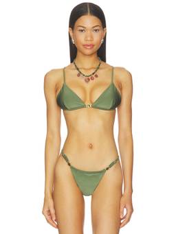 Bananhot - Emi-lynn Women's Unpadded Back Tie Bikini Top Olive