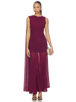 Bardot - Alverie Women's Ruched Mesh Maxi Dress Purple
