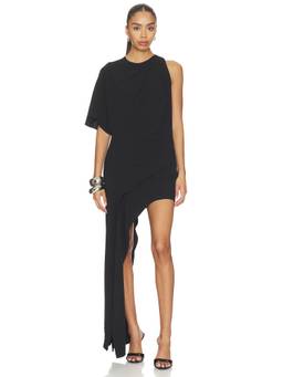Bardot - Halsey Women's One-Shoulder High-Low Drape Dress Black
