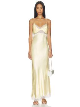 Bardot - Taryn Lace Detail Women's Twist Bust Maxi Dress Yellow
