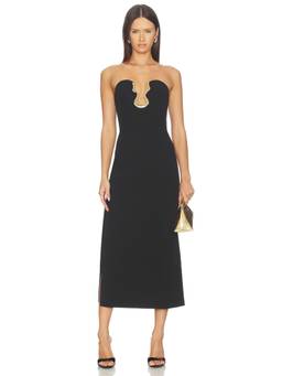 Bardot - Paltrow Women's Strapless Hardware Detail Midi Dress Black