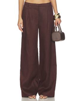 Bardot - Geordy Hipster Women's Wide-Leg Linen Palazzo Pants Brown