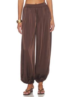 Bardot - Nikola Satin Women's Wide-Leg Balloon Pant Dark Chocolate