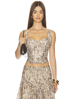 Bardot - Carolina Women's Animal Print Sweetheart Corset Top Brown