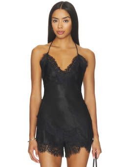 Bardot - Silvio Women's Lace Trim Halter Neck Bodysuit Black