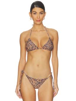Bardot - Blakely Women's Padded Halter Tie-Up Triangle Bikini Top Black