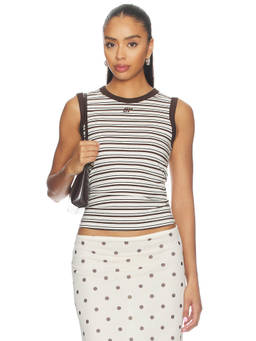 Baum und Pferdgarten - Jolen Women's Striped Sleeveless Jersey Top Brown