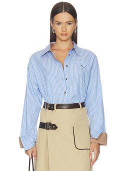 Baum und Pferdgarten - Melinda Women's Striped Button-Down Shirt Light Blue
