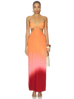 Baobab - Riri Women's Cut-Out Strapless Maxi Dress Orange