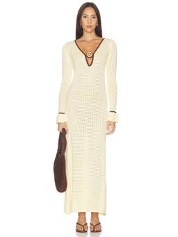 Baobab - Muse Women's Open Knit Ring Detail Maxi Dress Yellow