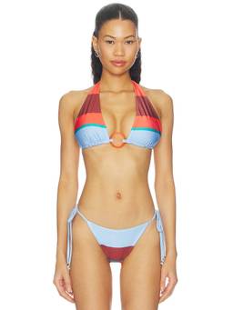 Baobab - Helena Women's Halter Neck Ring Detail Bikini Top Multi-Color