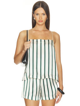 Bondi Born - Cannes Women's Striped Adjustable Strap Camisole Green