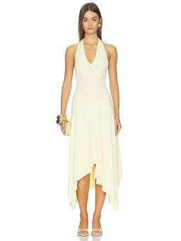 Bec + Bridge - Nessie Women's Halter Neck Asymmetrical Hem Maxi Dress Yellow