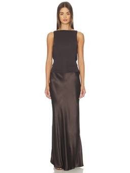 Bec + Bridge - Mirabelle Cowl Women's Open Back Maxi Dress Dark Chocolate