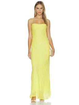 Bec + Bridge - Arielle Slip Women's Sequin Tie-Up Maxi Dress Yellow