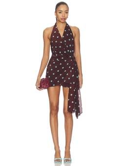 Bec + Bridge - Mathilde Women's Halter Open Back Wrap Mini Dress Brown
