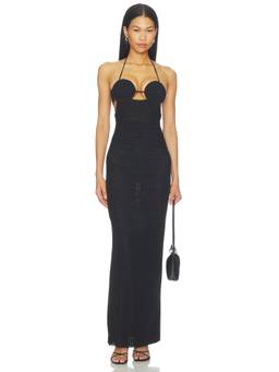 Bec + Bridge - Delila Spiral Women's Ruched Halter Neck Maxi Dress Black