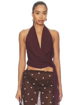 Bec + Bridge - Amanda Women's Halter Neck Wrap Crop Top Wine