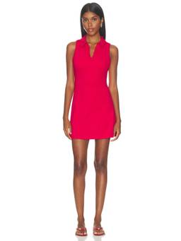 Beyond Yoga - Active Preppy Women's Sleeveless Collared Mini Dress Red