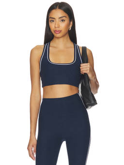 Beyond Yoga - Spacedye Women's Racerback Pull-On Sports Bra Navy Blue