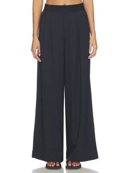 Beyond Yoga - Exposed Elastic Women's Pull-On Wide-Leg Palazzo Pants Black