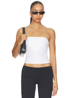 Beyond Yoga - Spacedye Women's Strapless Built-In Bra Crop Top White
