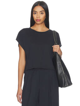 Beyond Yoga - Studio Luxe Women's Cropped Crew Neck Tee Black