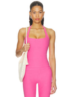 Beyond Yoga - Spacedye Midway Women's Halter Shelf Bra Top Pink