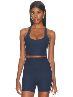 Beyond Yoga - Spacedye Women's Racerback Contrast Piping Sports Bra Nocturnal Navy