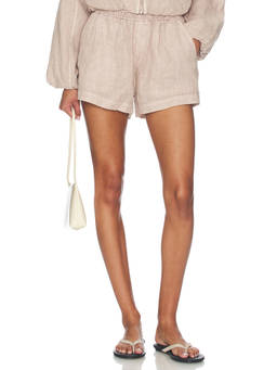 BLANKNYC - Women's High-Waist Pull-On Linen Shorts Beige