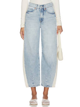BLANKNYC - Barrel Leg Women's Mid-Waist Two-Tone Jeans Blue
