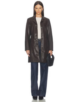 BLANKNYC - Women's Faux Leather Button-Down Patch Pocket Jacket Brown