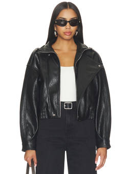 BLANKNYC - Heavyweight Women's Faux Leather Zippered Moto Jacket Black