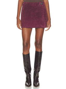 BLANKNYC - Suede Women's Wrap Button Mini Skirt Wine