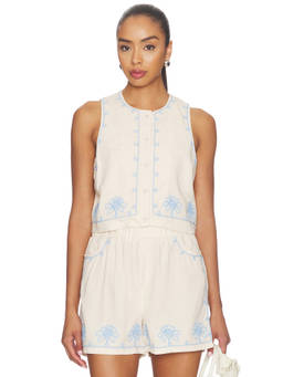 BLANKNYC - Lyocell Cotton Women's Sleeveless Button Front Top Off White