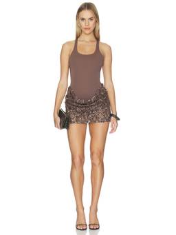 Benni - Ariel Women's Sequin Embellished Racerback Mini Dress Cocoa