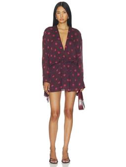 Benni - Marnie Women's Polka Dot Plunging Neck Shirt Mini Dress Purple