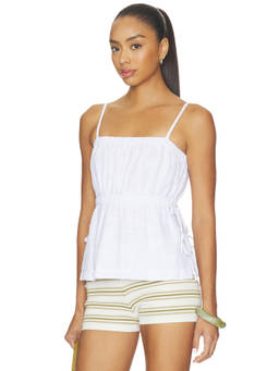 Bobi by Revolve - Side Tie Women's Adjustable Strap Cami Top White